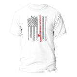 Fishing Rod American Flag Unisex T-Shirt